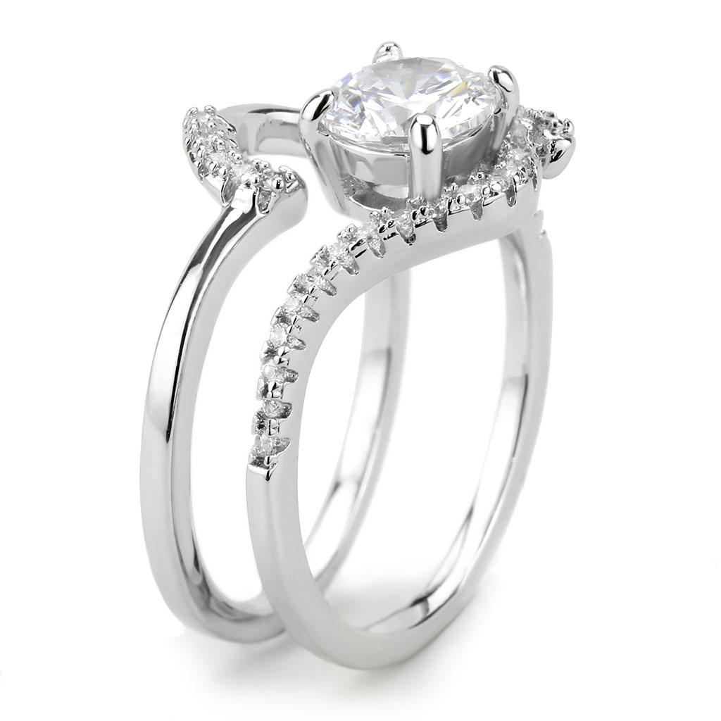 MA3W1591 - Rhodium Brass Ring with AAA Grade CZ in Clear