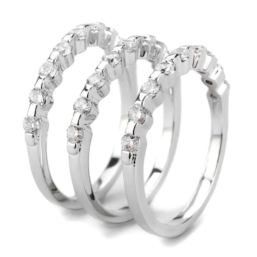 MA3W1595 - Rhodium Brass Ring with AAA Grade CZ in Clear