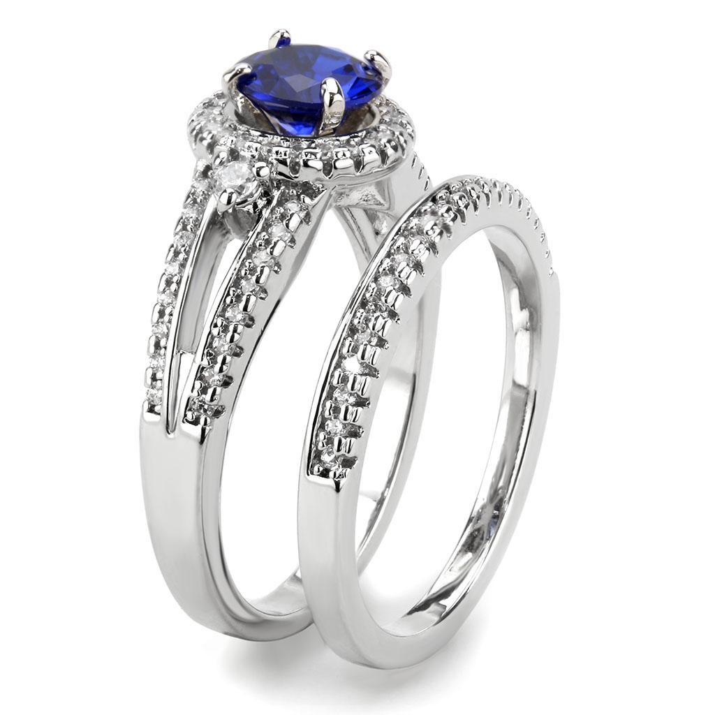 MA3W1598 - Rhodium Brass Ring with AAA Grade CZ in London Blue