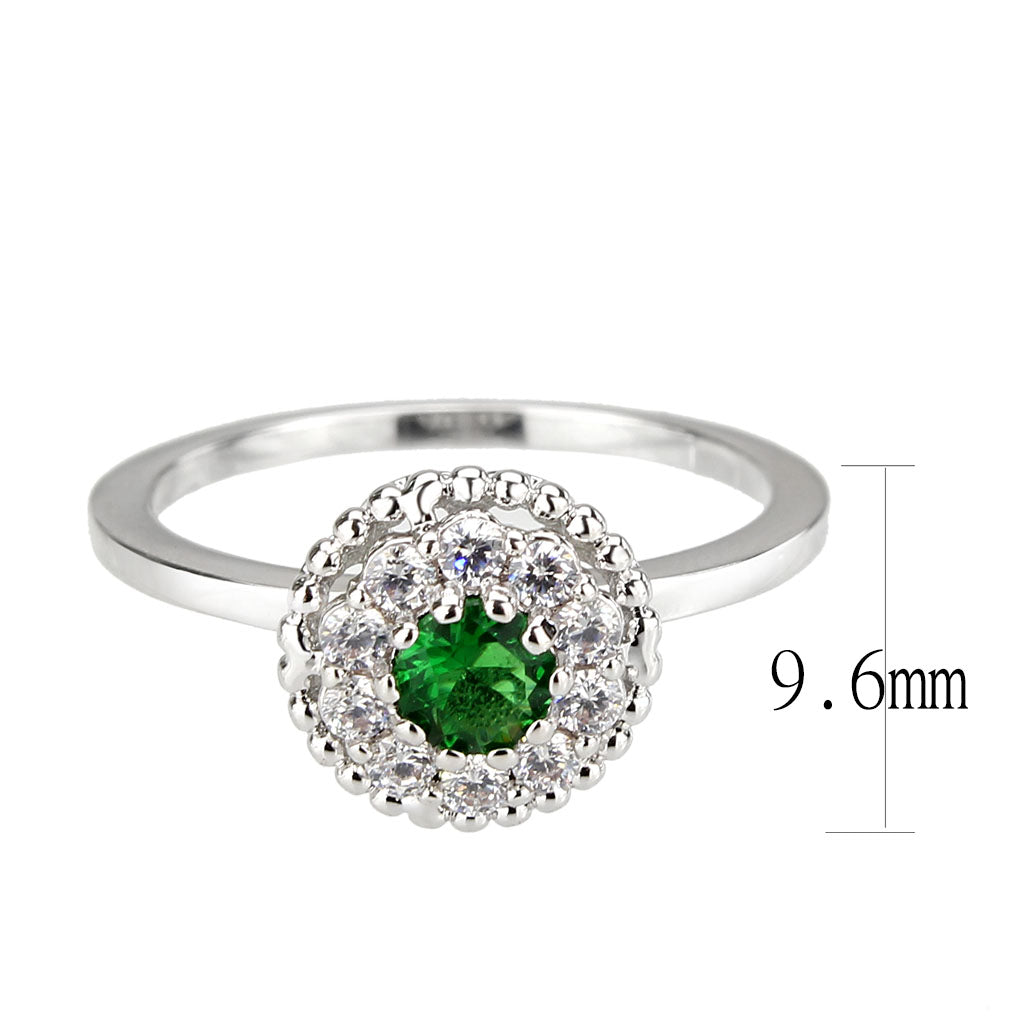 MA3W1604 - Rhodium Brass Ring with Synthetic in Emerald