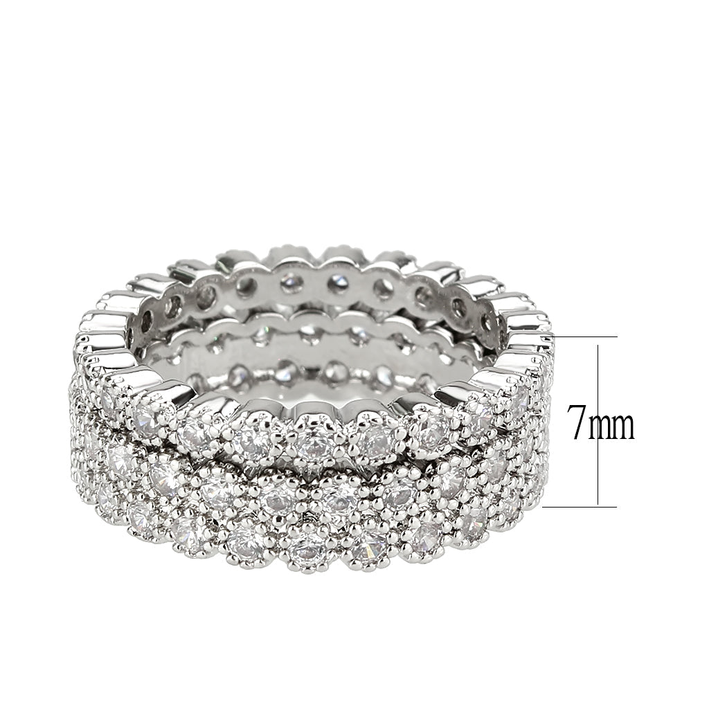 MA3W1605 - Rhodium Brass Ring with AAA Grade CZ in Clear