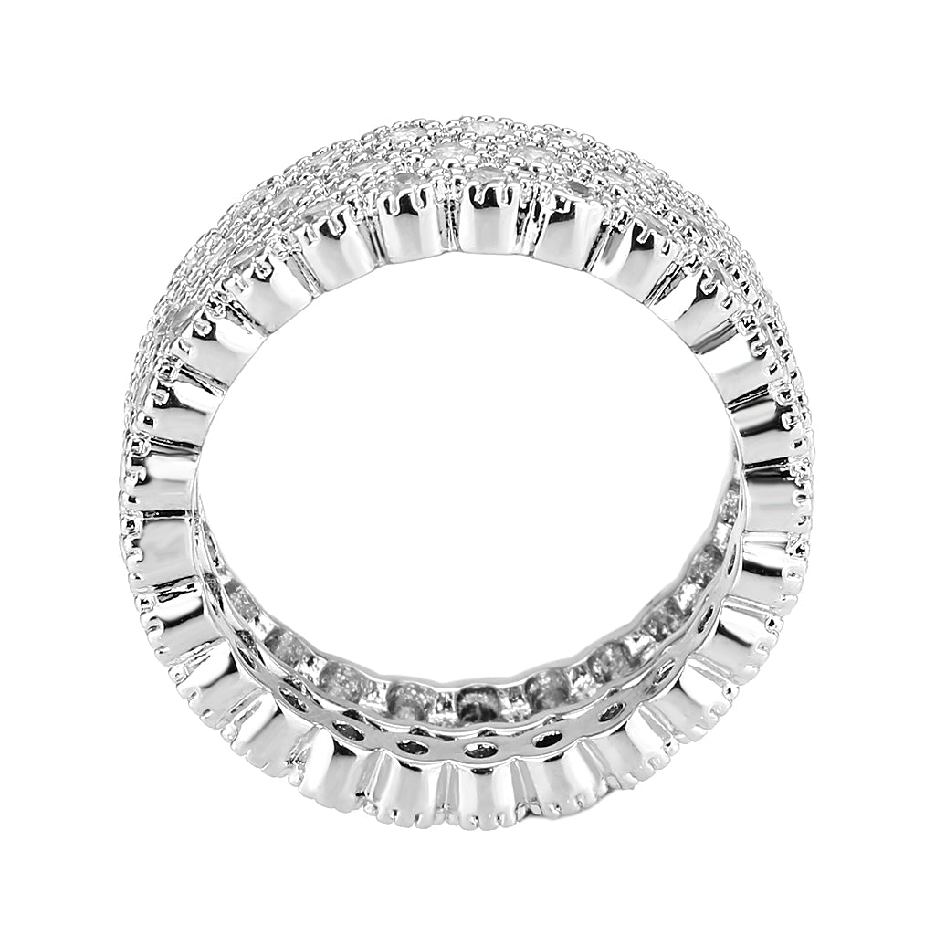 MA3W1605 - Rhodium Brass Ring with AAA Grade CZ in Clear