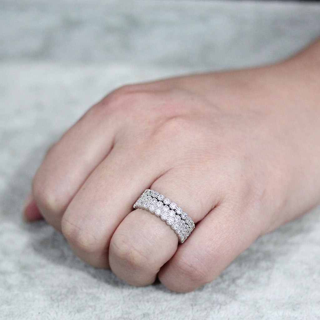 MA3W1605 - Rhodium Brass Ring with AAA Grade CZ in Clear