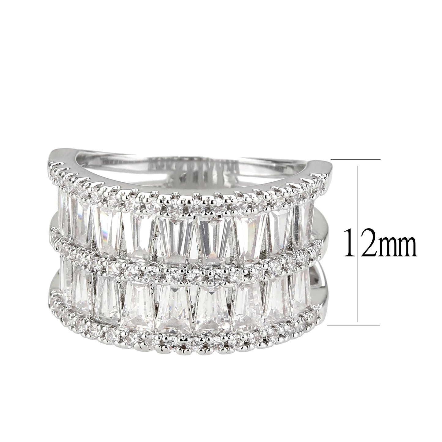 MA3W1606 - Rhodium Brass Ring with AAA Grade CZ in Clear