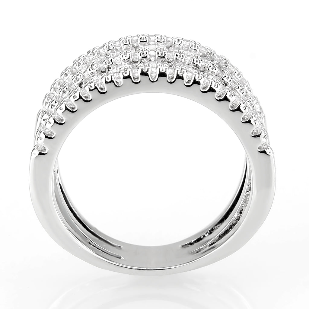 MA3W1606 - Rhodium Brass Ring with AAA Grade CZ in Clear