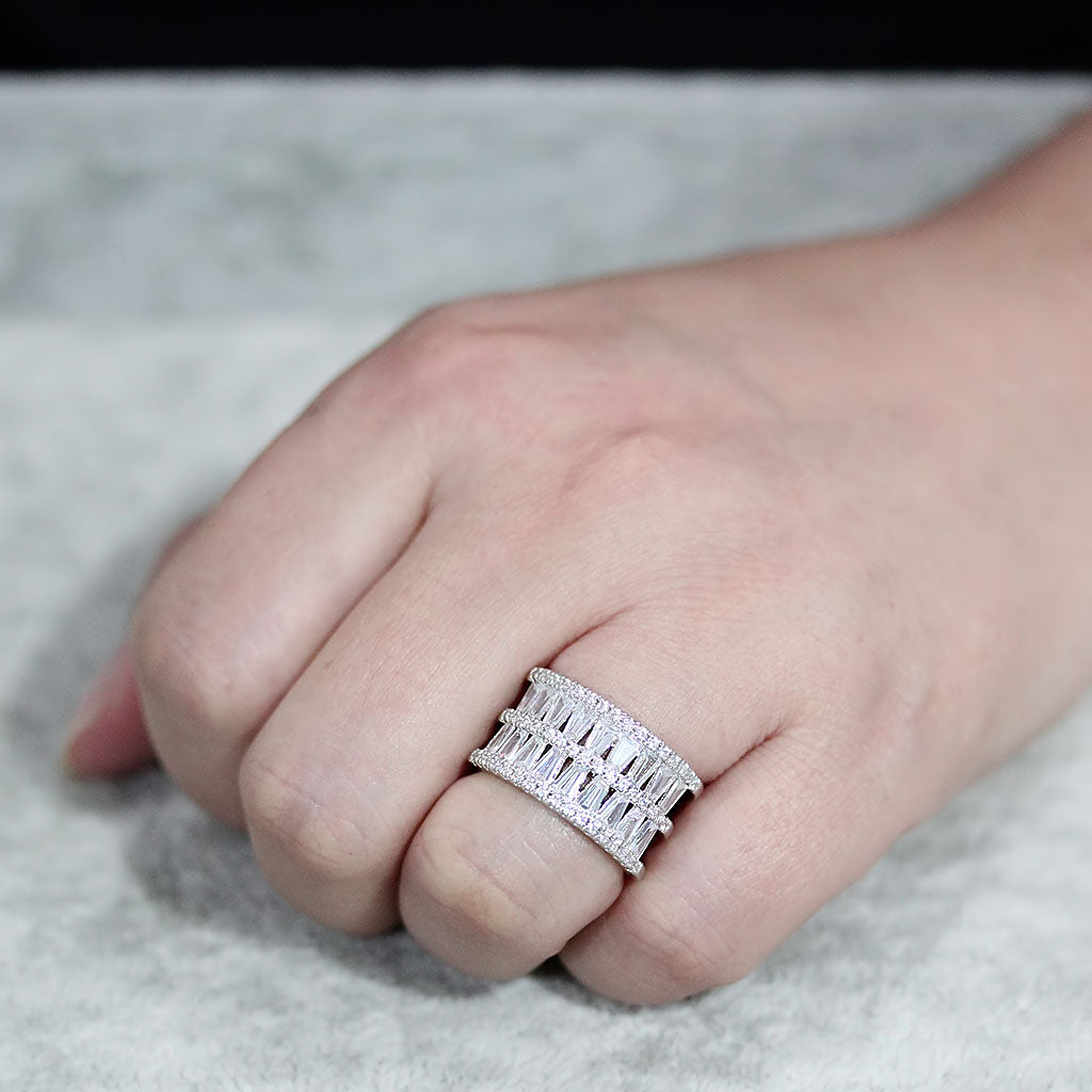 MA3W1606 - Rhodium Brass Ring with AAA Grade CZ in Clear