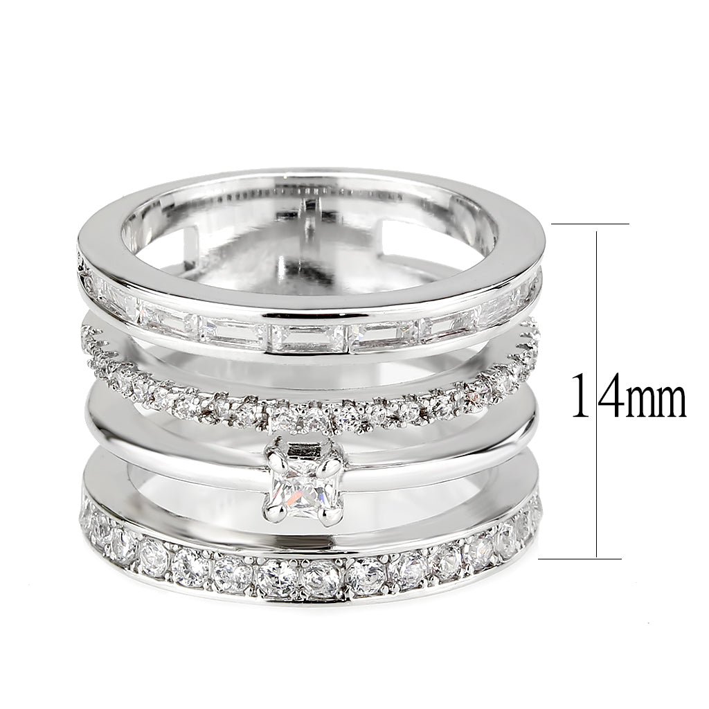 MA3W1607 - Rhodium Brass Ring with AAA Grade CZ in Clear