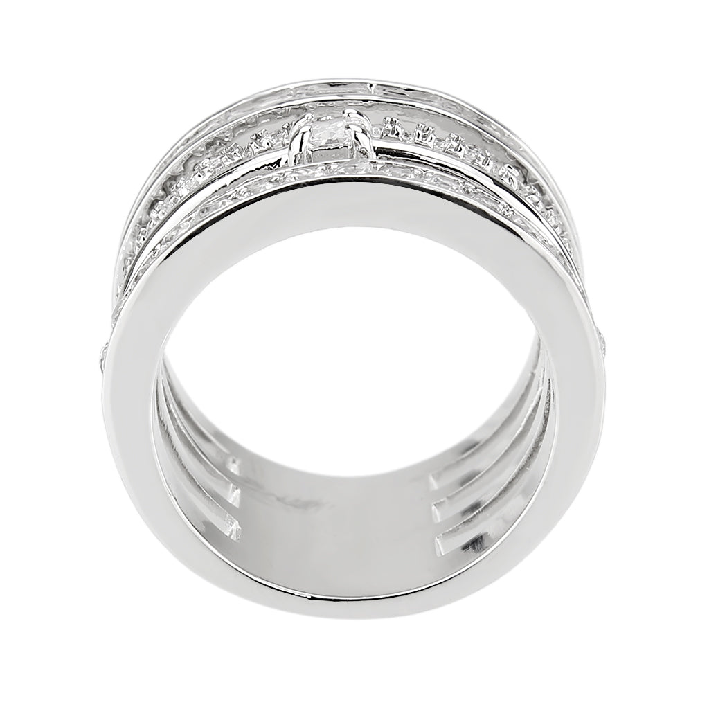 MA3W1607 - Rhodium Brass Ring with AAA Grade CZ in Clear