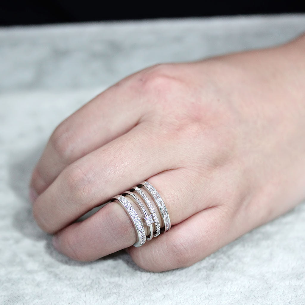 MA3W1607 - Rhodium Brass Ring with AAA Grade CZ in Clear