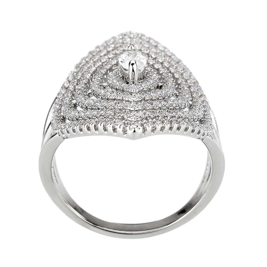 MA3W1608 - Rhodium Brass Ring with AAA Grade CZ in Clear