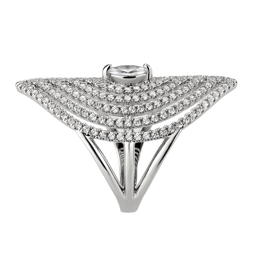 MA3W1608 - Rhodium Brass Ring with AAA Grade CZ in Clear