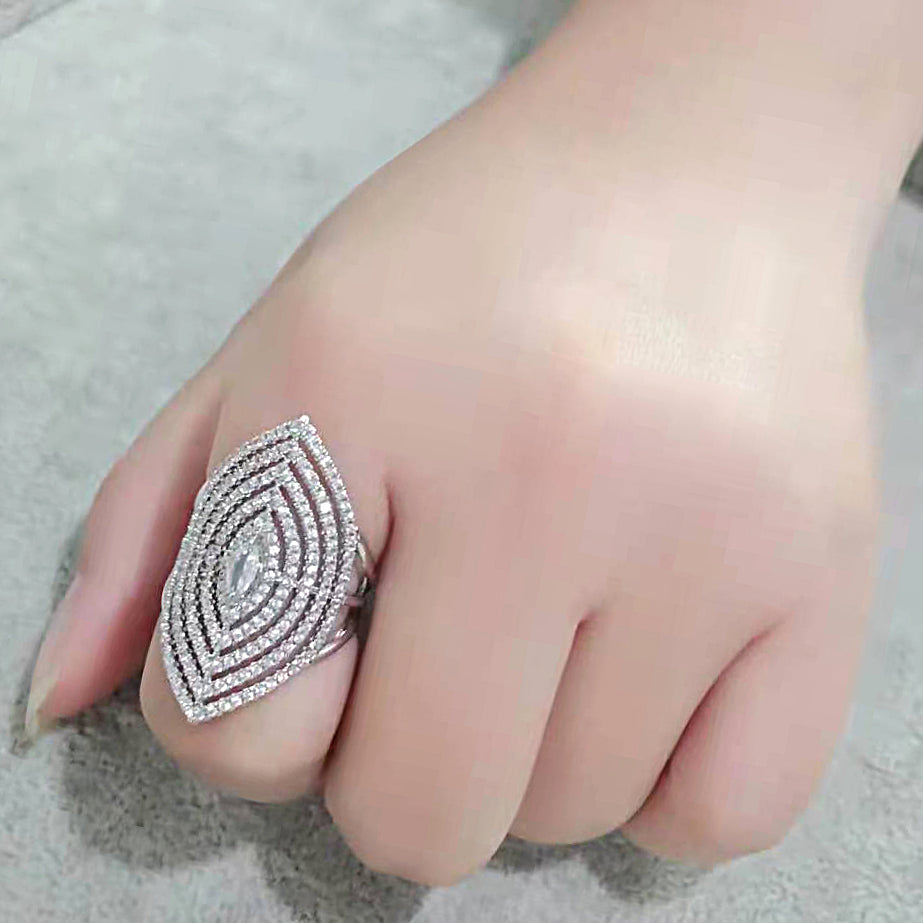 MA3W1608 - Rhodium Brass Ring with AAA Grade CZ in Clear