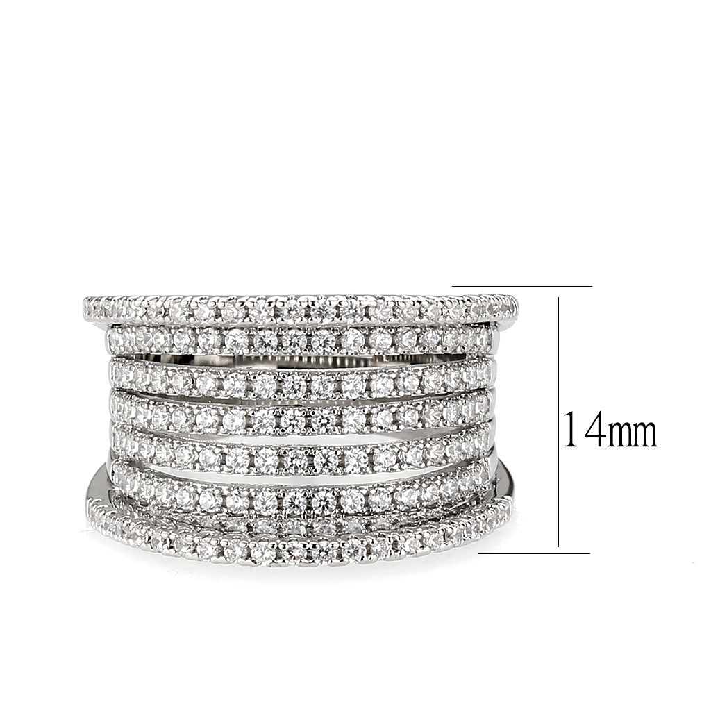 MA3W1609 - Rhodium Brass Ring with AAA Grade CZ in Clear