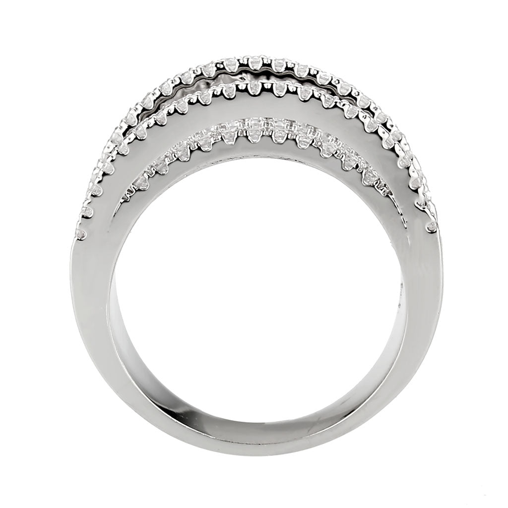 MA3W1609 - Rhodium Brass Ring with AAA Grade CZ in Clear