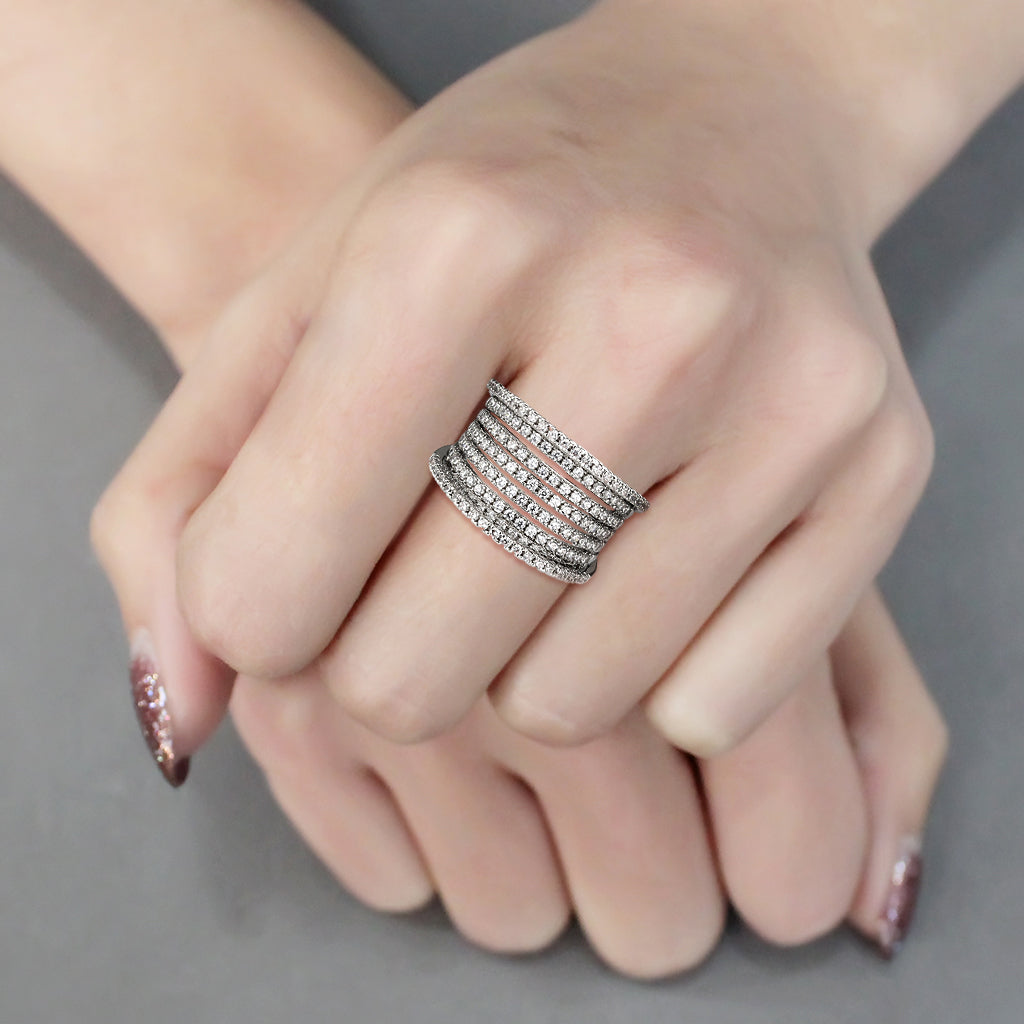 MA3W1609 - Rhodium Brass Ring with AAA Grade CZ in Clear