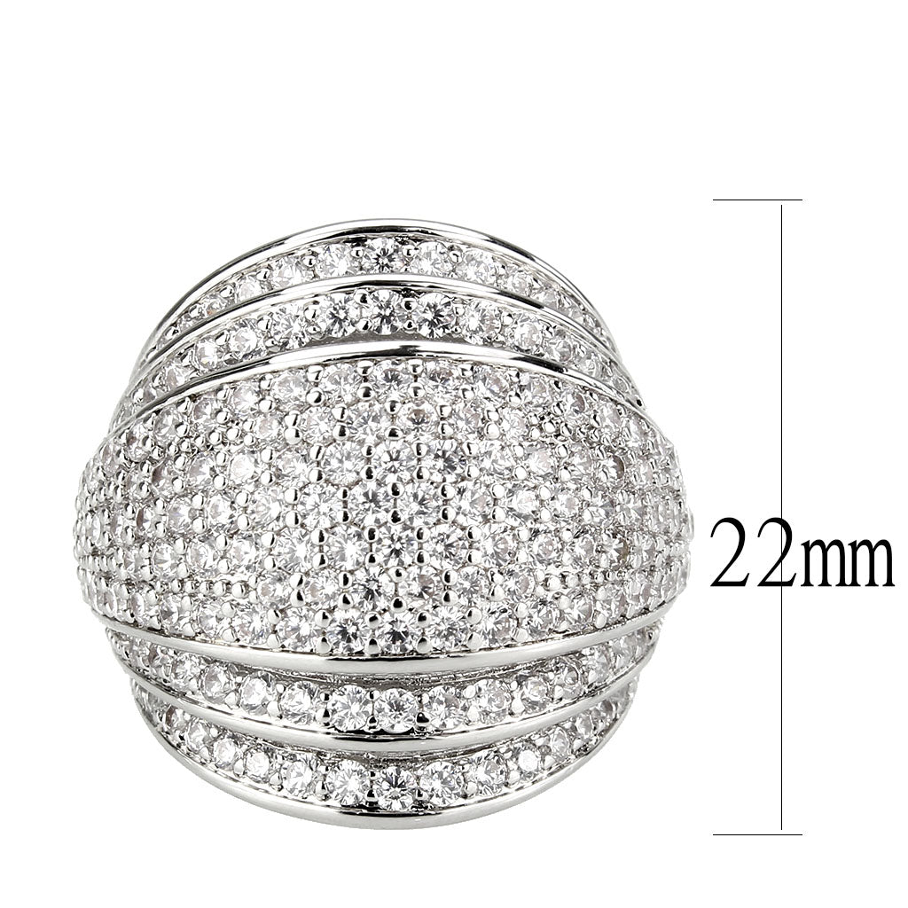 MA3W1610 - Rhodium Brass Ring with AAA Grade CZ in Clear