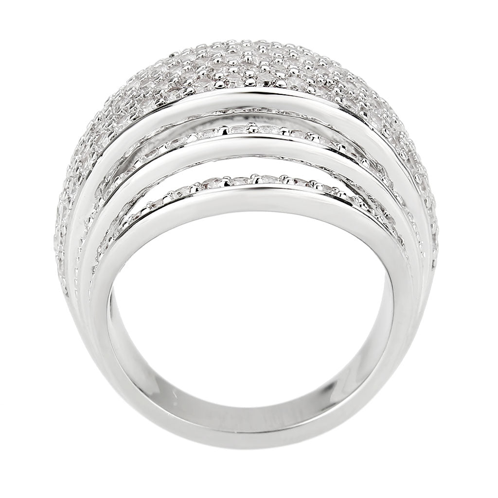 MA3W1610 - Rhodium Brass Ring with AAA Grade CZ in Clear
