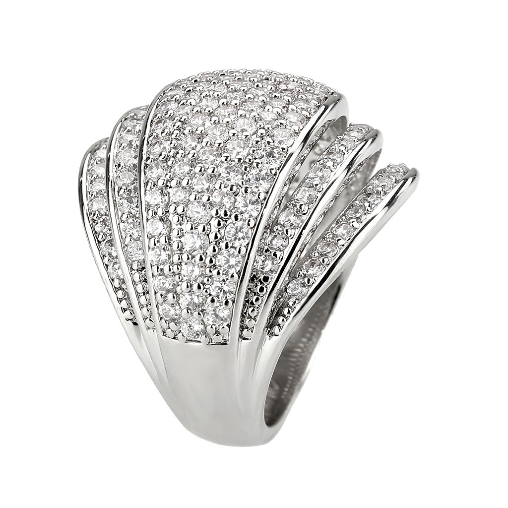 MA3W1610 - Rhodium Brass Ring with AAA Grade CZ in Clear