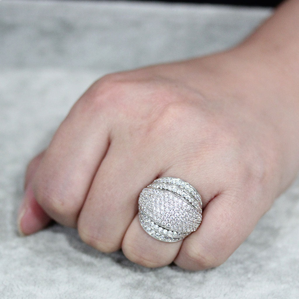 MA3W1610 - Rhodium Brass Ring with AAA Grade CZ in Clear