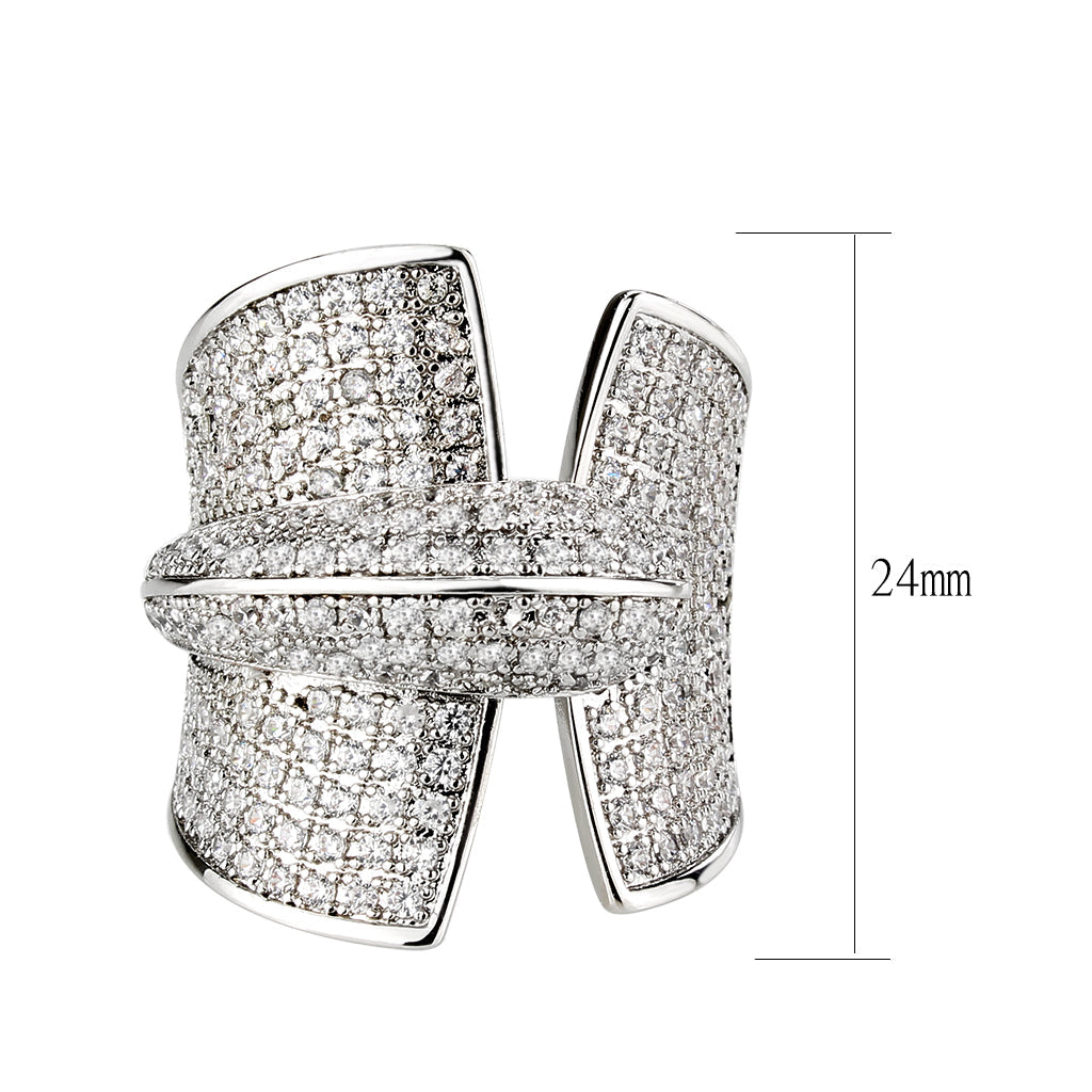 MA3W1611 - Rhodium Brass Ring with AAA Grade CZ in Clear