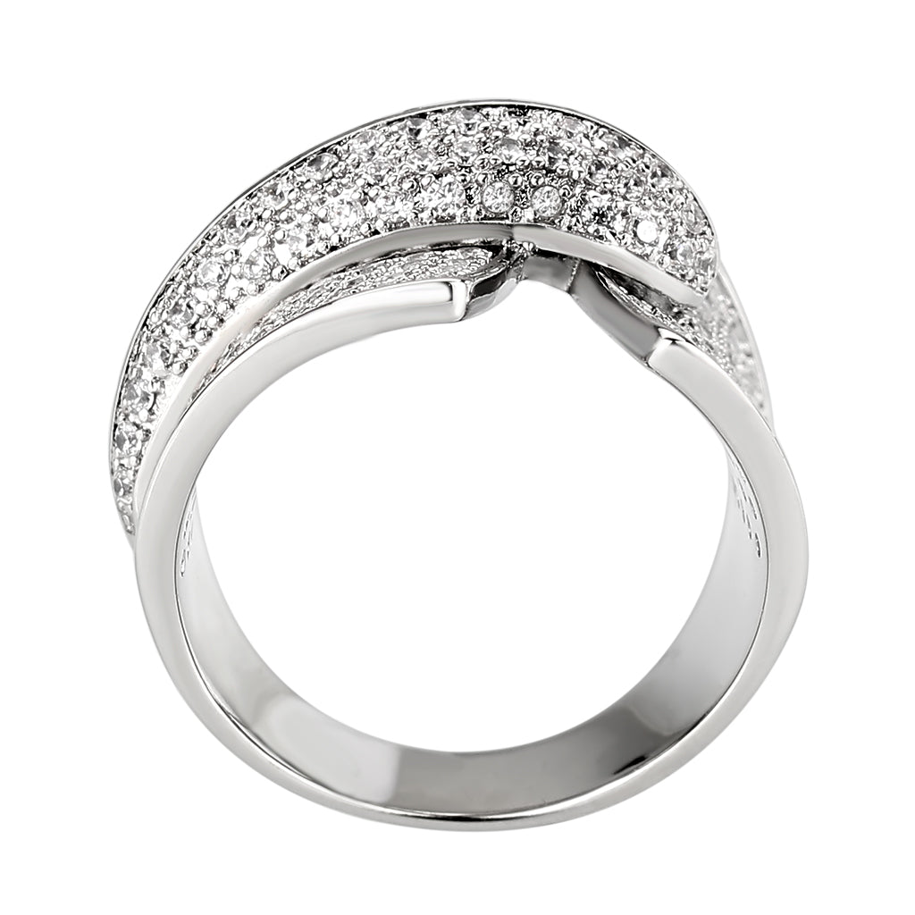 MA3W1611 - Rhodium Brass Ring with AAA Grade CZ in Clear