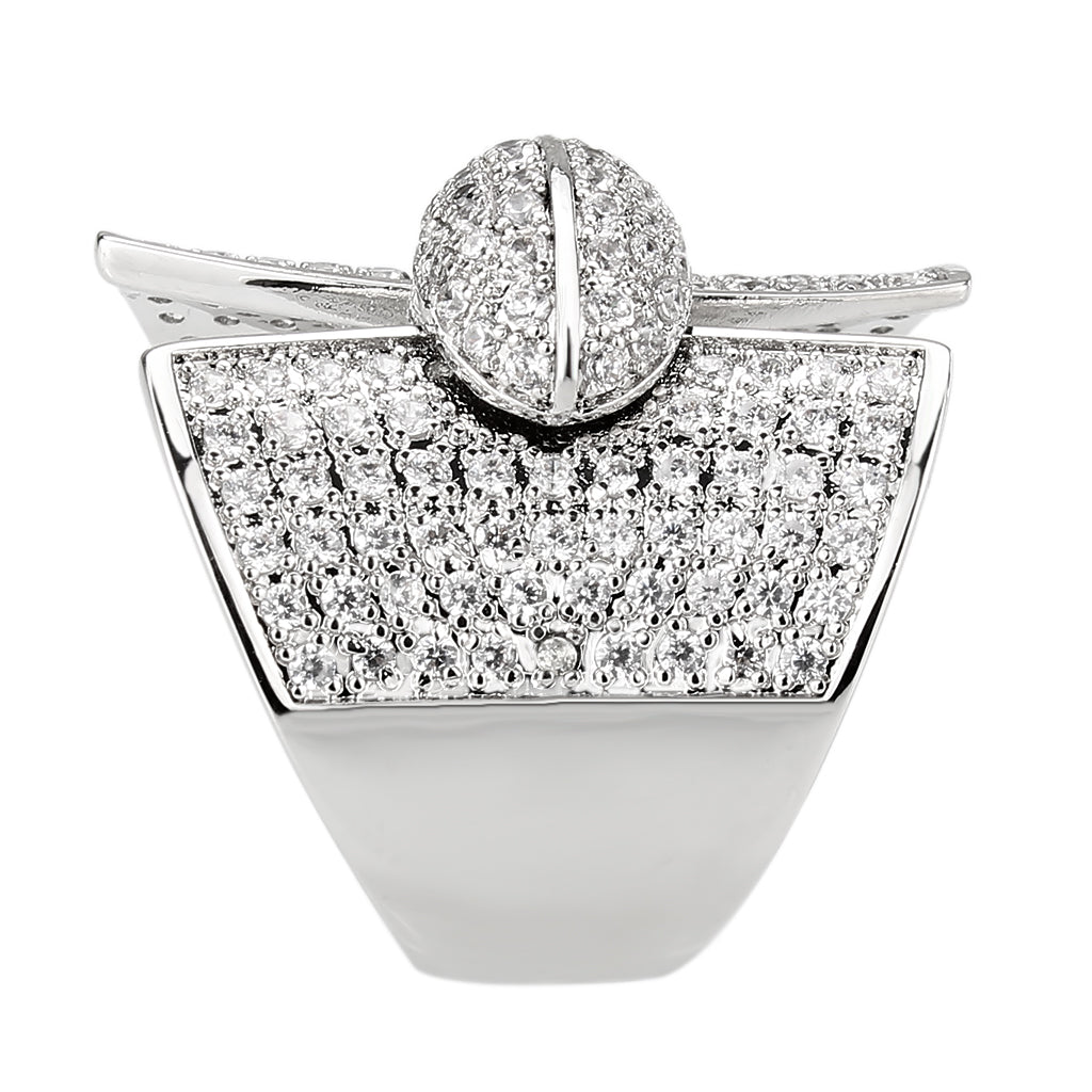 MA3W1611 - Rhodium Brass Ring with AAA Grade CZ in Clear