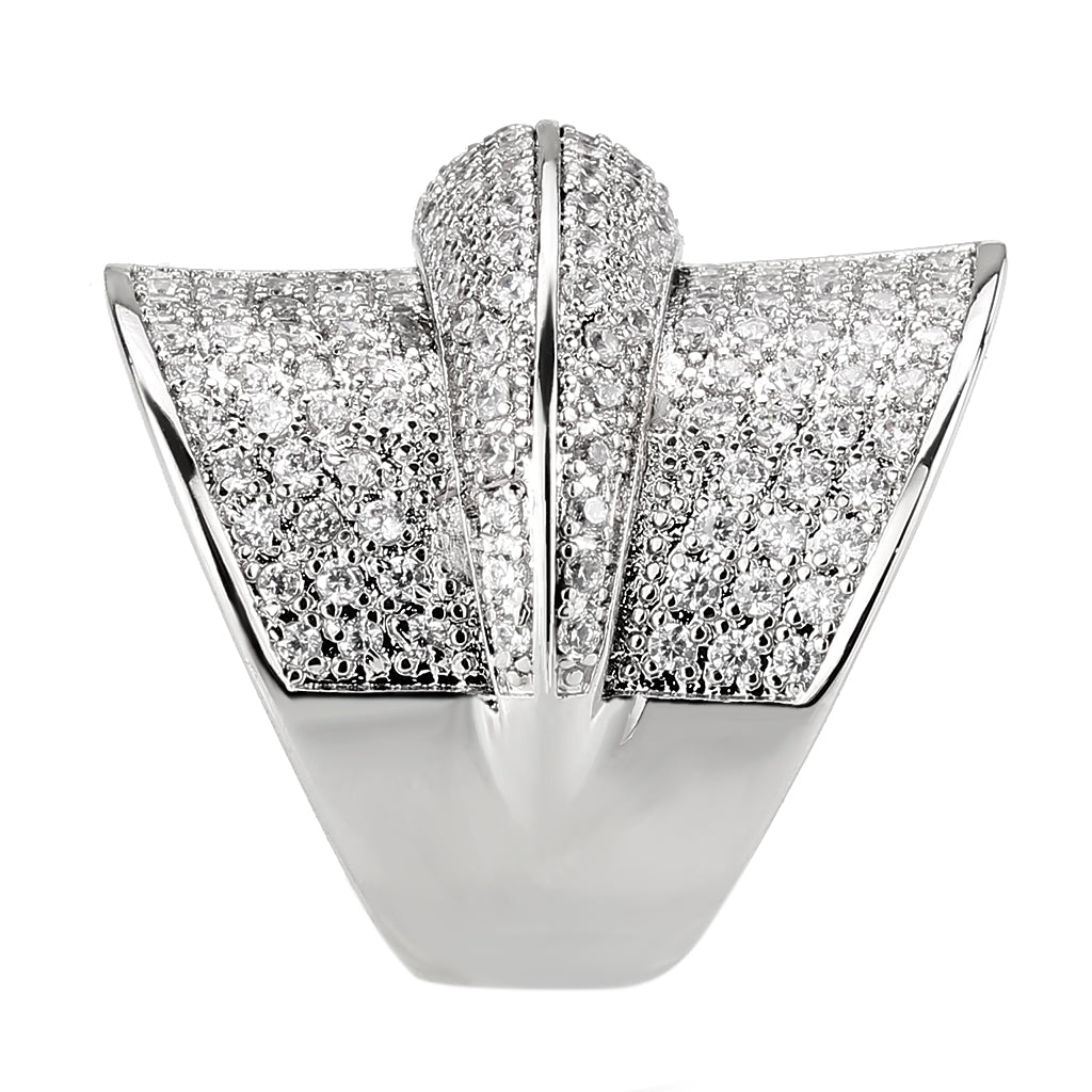 MA3W1611 - Rhodium Brass Ring with AAA Grade CZ in Clear