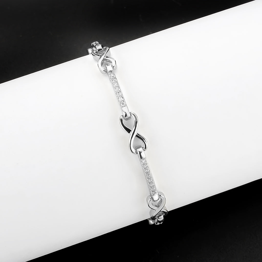 MA3W1631 - Rhodium Brass Bracelet with AAA Grade CZ in Clear