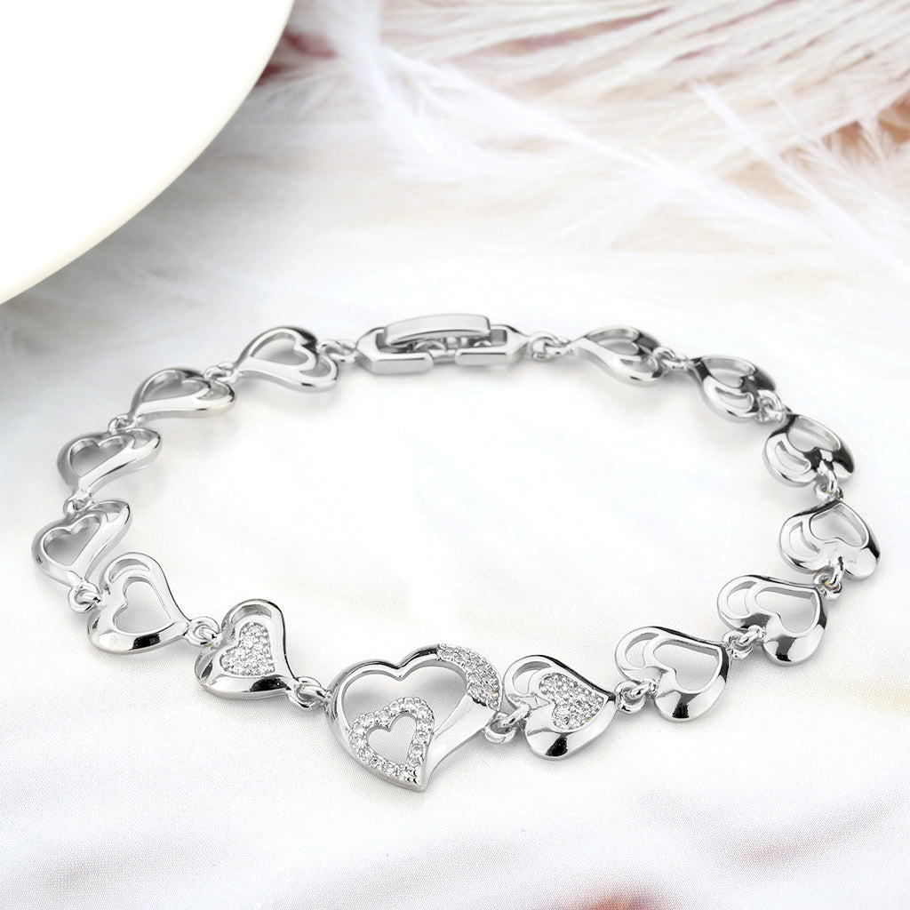MA3W1634 - Rhodium Brass Bracelet with AAA Grade CZ in Clear