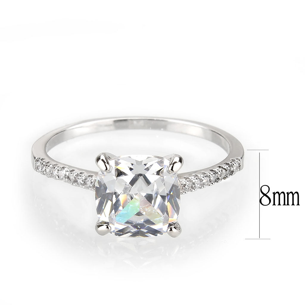 MA3W1636 - Rhodium Brass Ring with AAA Grade CZ in Clear