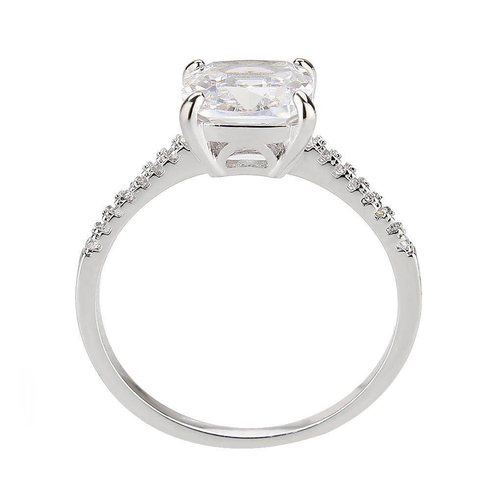MA3W1636 - Rhodium Brass Ring with AAA Grade CZ in Clear