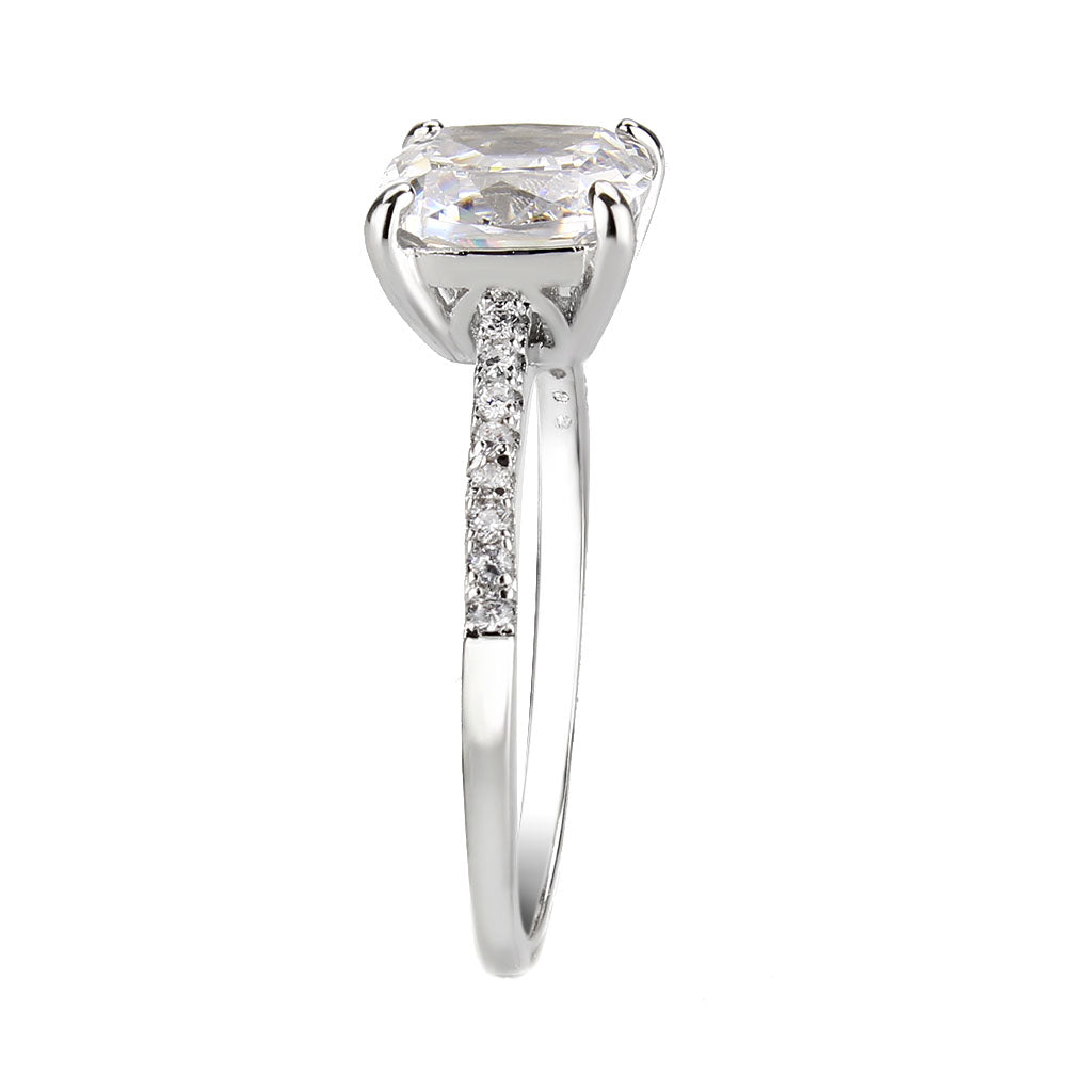MA3W1636 - Rhodium Brass Ring with AAA Grade CZ in Clear