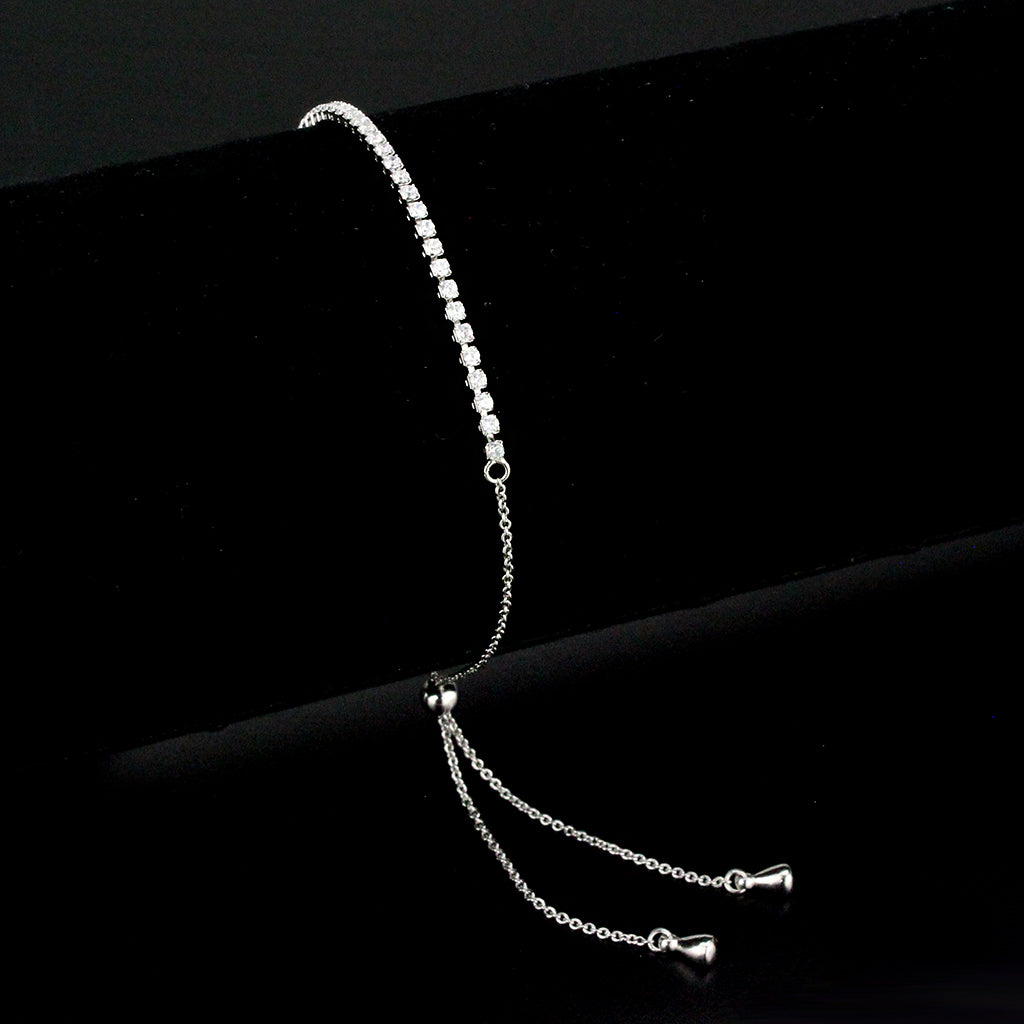 MA3W1637 - Rhodium Brass Bracelet with AAA Grade CZ in Clear