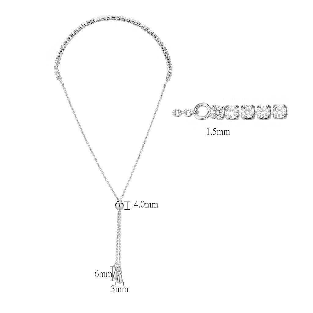 MA3W1637 - Rhodium Brass Bracelet with AAA Grade CZ in Clear