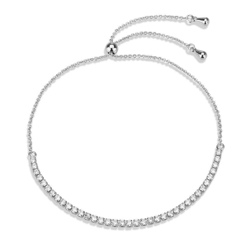 MA3W1637 - Rhodium Brass Bracelet with AAA Grade CZ in Clear