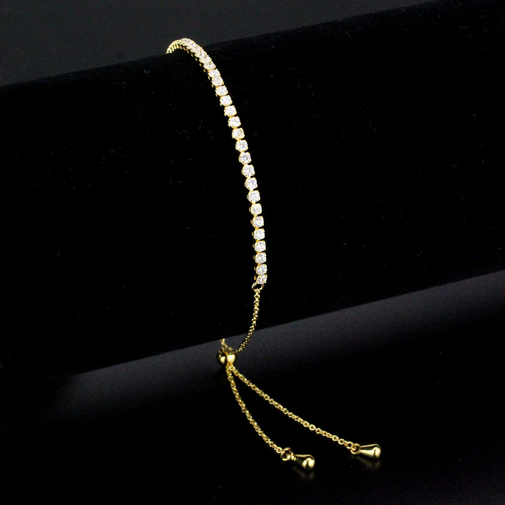 MA3W1638 - Gold Brass Bracelet with AAA Grade CZ in Clear