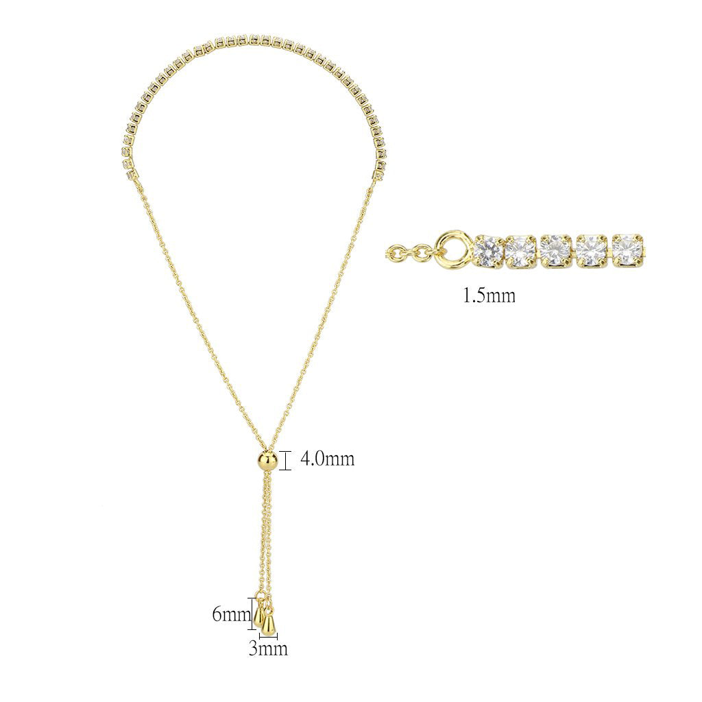MA3W1638 - Gold Brass Bracelet with AAA Grade CZ in Clear