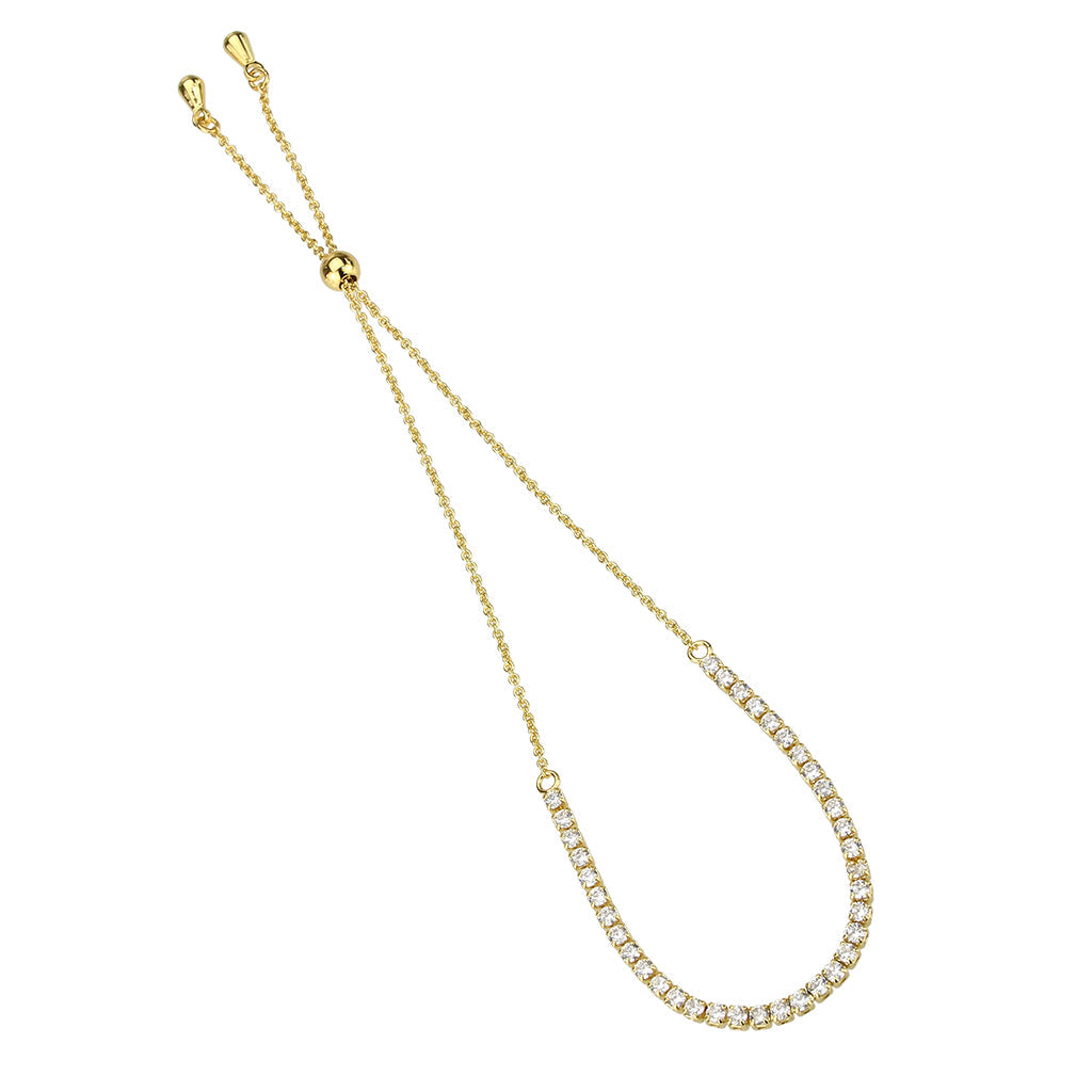 MA3W1638 - Gold Brass Bracelet with AAA Grade CZ in Clear