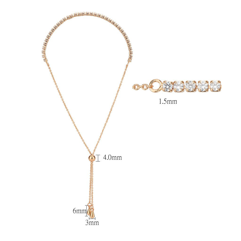 MA3W1639 - Rose Gold Brass Bracelet with AAA Grade CZ in Clear