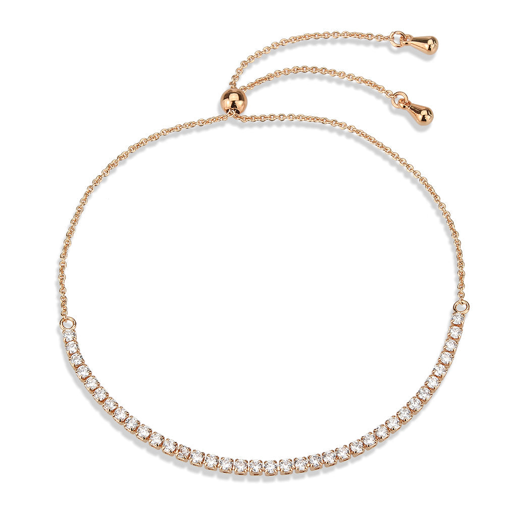 MA3W1639 - Rose Gold Brass Bracelet with AAA Grade CZ in Clear