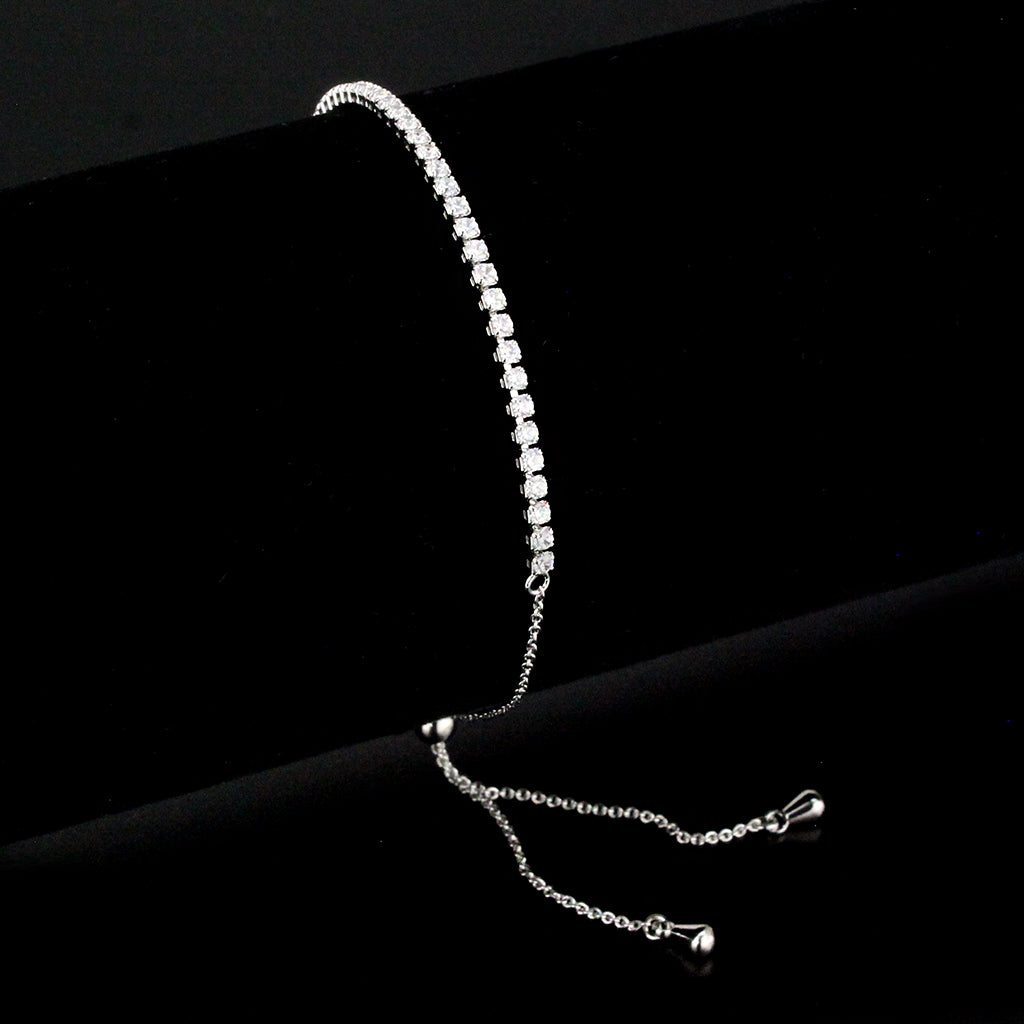MA3W1640 - Rhodium Brass Bracelet with AAA Grade CZ in Clear