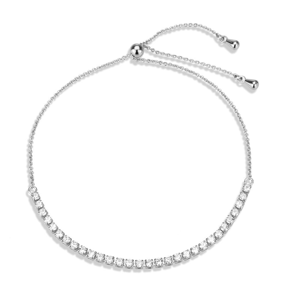 MA3W1640 - Rhodium Brass Bracelet with AAA Grade CZ in Clear