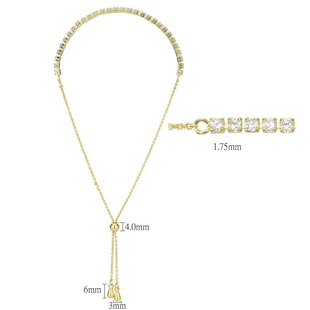 MA3W1641 - Gold Brass Bracelet with AAA Grade CZ in Clear