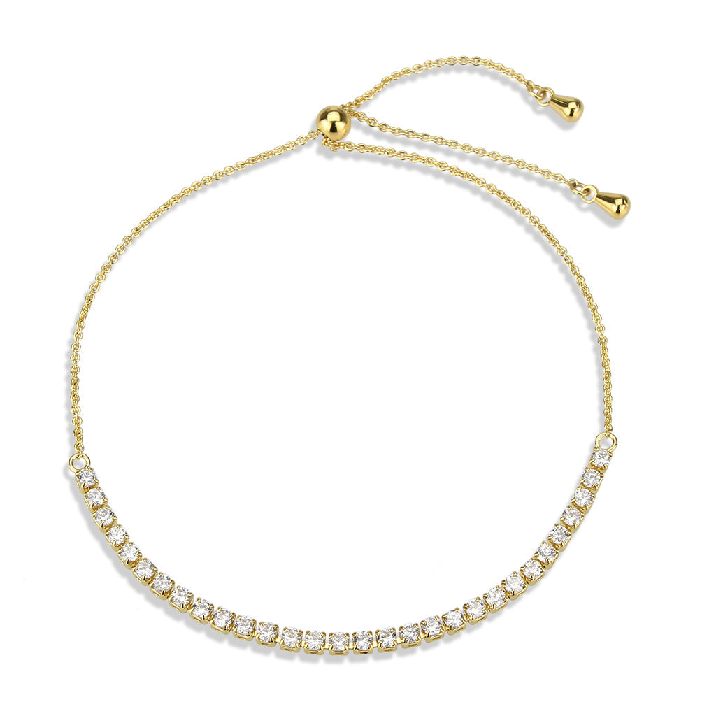 MA3W1641 - Gold Brass Bracelet with AAA Grade CZ in Clear