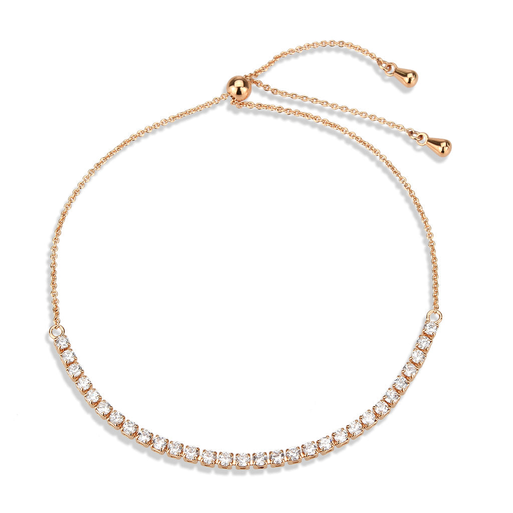 MA3W1642 - Rose Gold Brass Bracelet with AAA Grade CZ in Clear