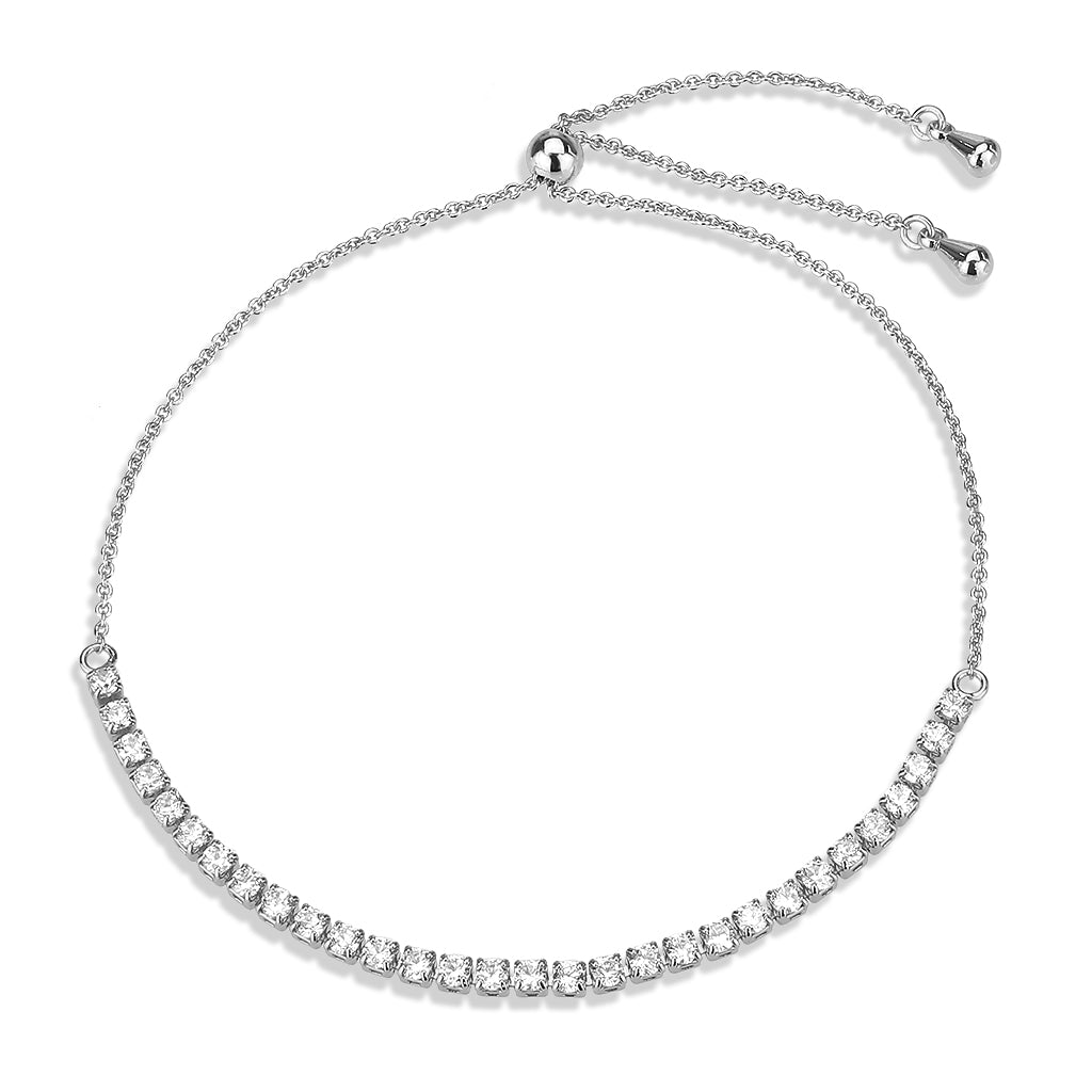 MA3W1643 - Rhodium Brass Bracelet with AAA Grade CZ in Clear
