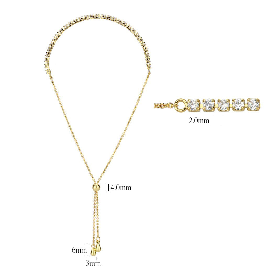 MA3W1644 - Gold Brass Bracelet with AAA Grade CZ in Clear