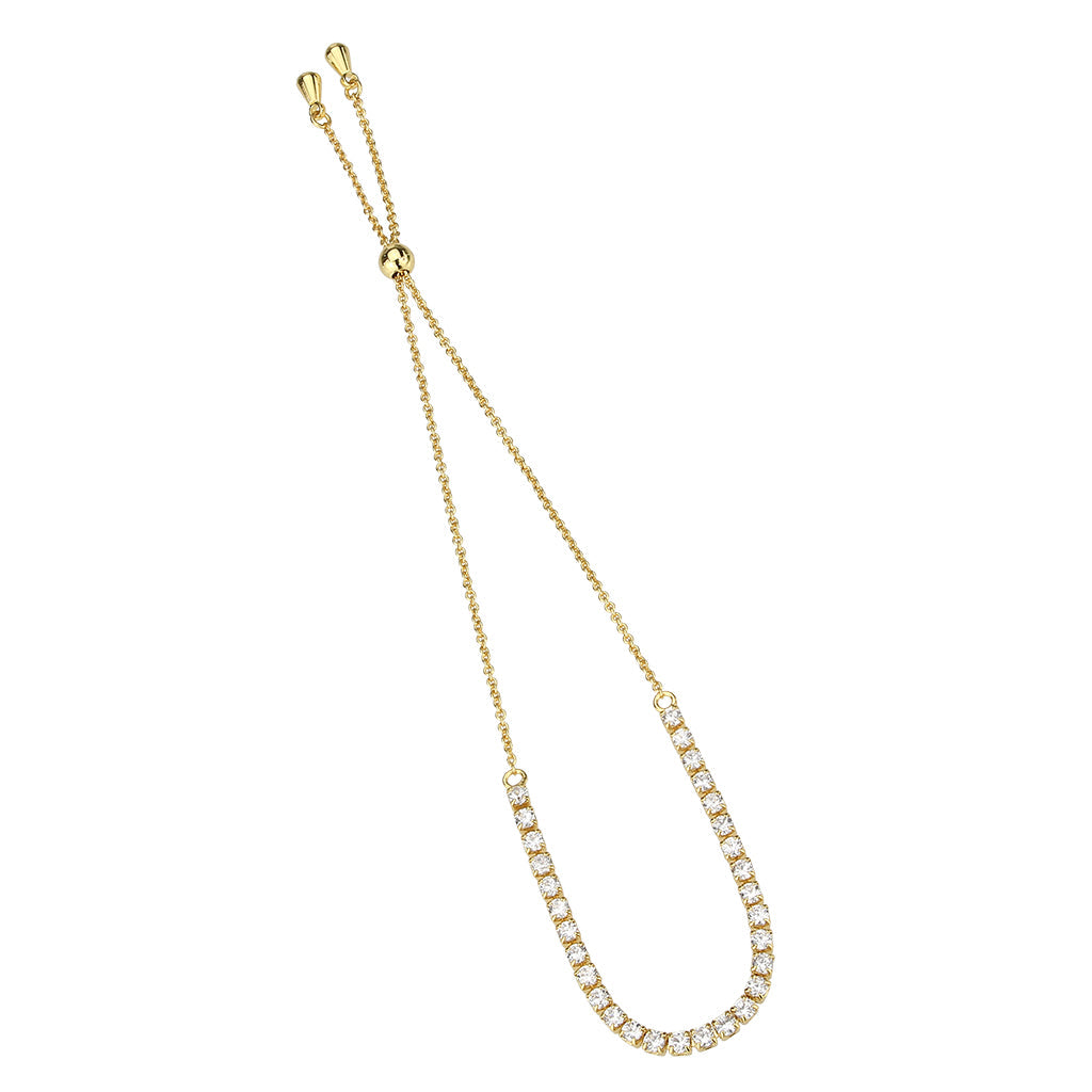 MA3W1644 - Gold Brass Bracelet with AAA Grade CZ in Clear