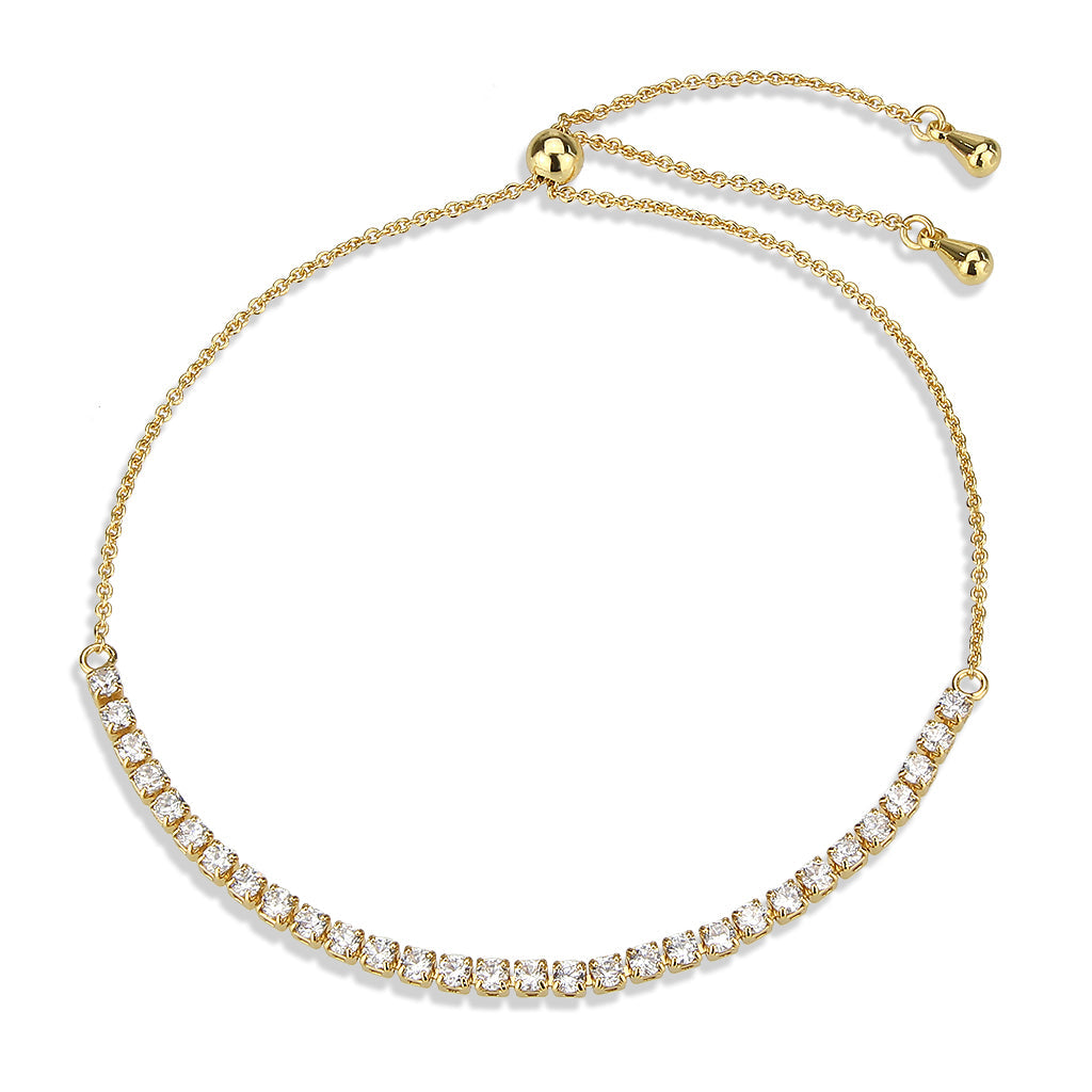 MA3W1644 - Gold Brass Bracelet with AAA Grade CZ in Clear
