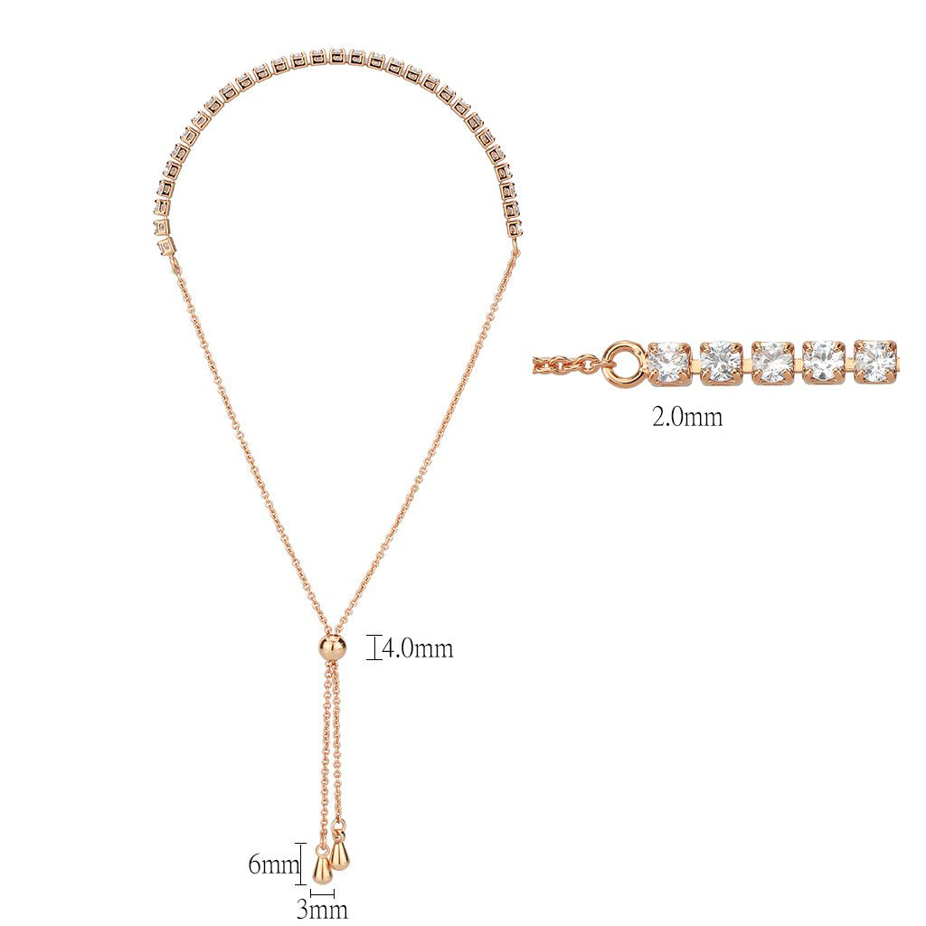 MA3W1645 - Rose Gold Brass Bracelet with AAA Grade CZ in Clear